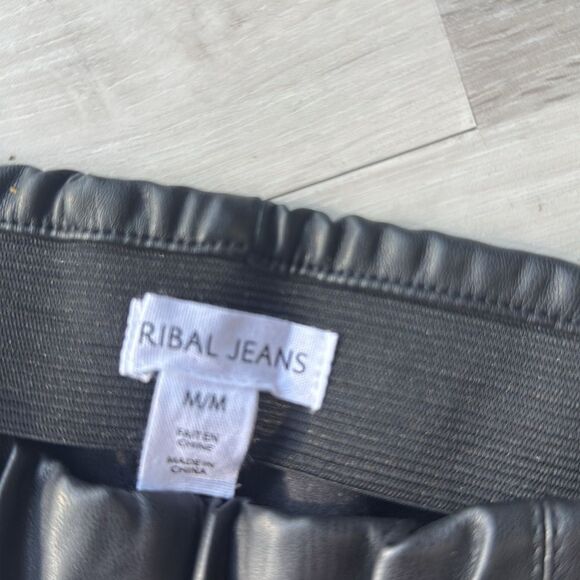 Tribal Faux Leather Combo Leggings Black‎ Medium NWT in packaging - Picture 7 of 7